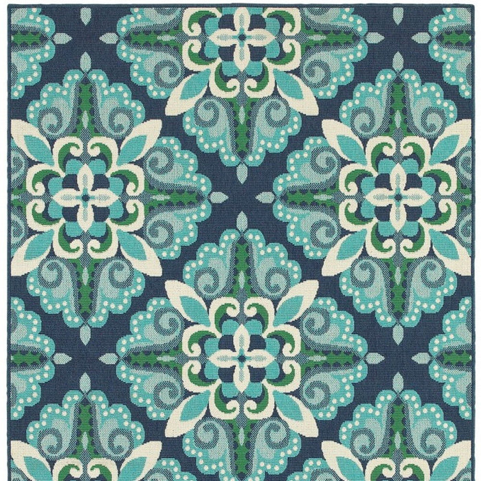 8' X 11' Indoor / Outdoor Area Rug - Blue / Green