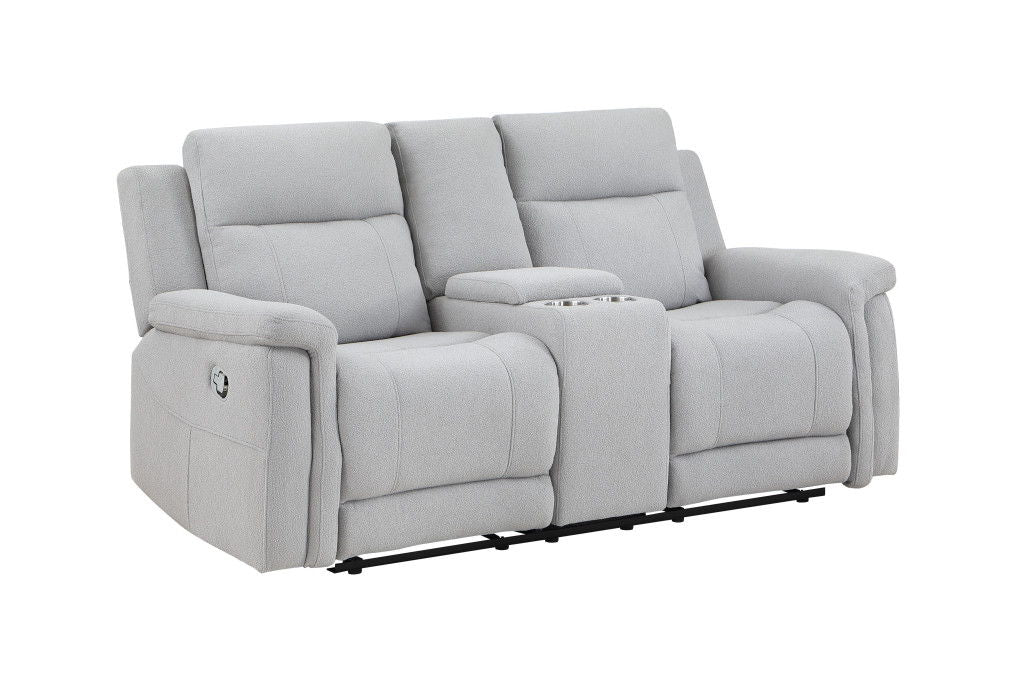 Power Reclining Loveseat With Storage - Light Gray