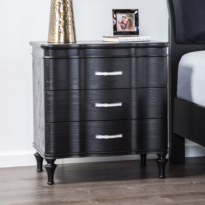 Nightstand, 3 Drawer Bedside Table - Black Home Essentials
