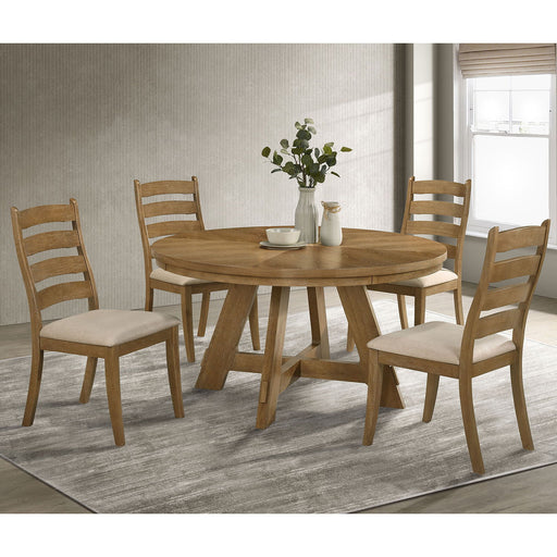 Kent - 5 Piece Dining Table Set With Upholstered Chairs - Brown Oak Furniture Max