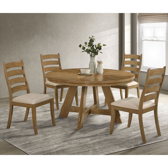 Kent - 5 Piece Dining Table Set With Upholstered Chairs - Brown Oak