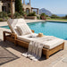 Chaise Lounge Set With 4 Fold Cushion And Built In Headrest, 3 Position Adjustable, For Patio Pool - Cream / Teak Noble House