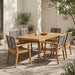 7 Piece Outdoor Patio Dining Set With Table And 6 Arm Chairs - Brown / Dark Gray / Teak Noble House