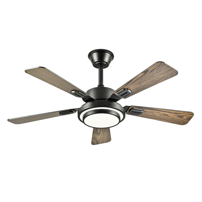 5 Blades Ceiling Fan With LED Light 3000 - 6500K Dimmable, 6 Speed Levels, Reversible Ceiling Fan - Matte Black Daily Nest