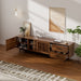 TV Stand, Media Console With 2 Drawers, Soft Closing Hinges, Adjustable Shelves, Slatted Design - Walnut Hearth and Haven