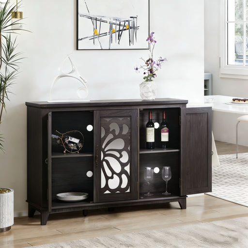 3 Door Mirrored Sideboard Cabinet With Adjustable Shelves Home Essentials