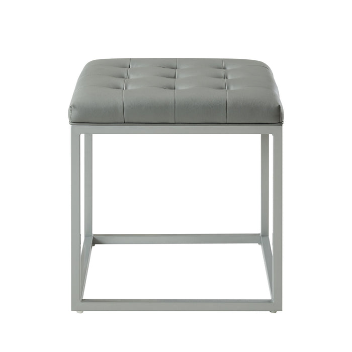 Faux Leather Cube Ottoman - Gray