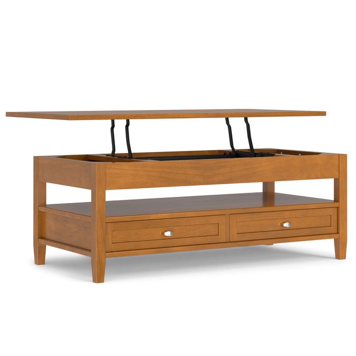 Warm Shaker - Lift Top Coffee Table With Hidden Storage And Lift Top Functionality - Brown Simpli-Home