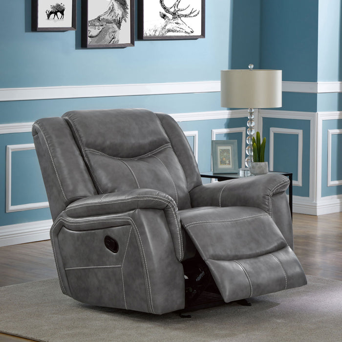 Encino - Upholstered Padded Arm Glider Recliner - Gray Furniture Max