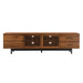TV Stand, Media Console With 2 Drawers, Soft Closing Hinges, Adjustable Shelves, Slatted Design - Walnut Hearth and Haven