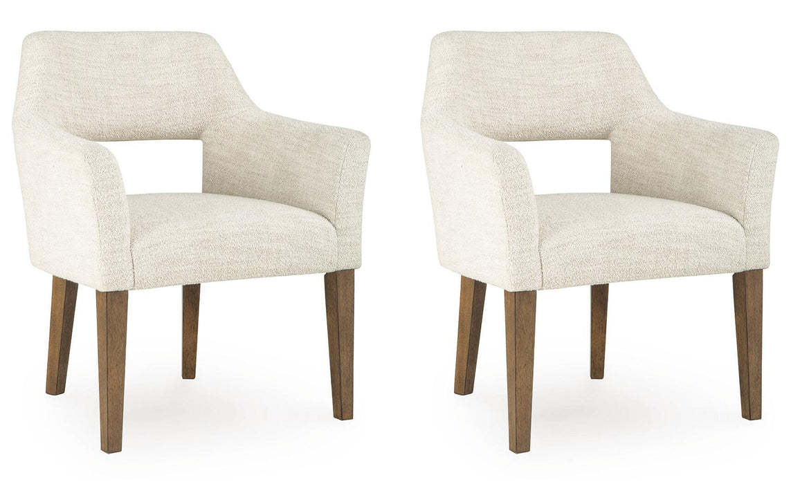 Marxmore - Dining Upholstered Arm Chair (Set of 2) - Beige / Brown Benchcraft®
