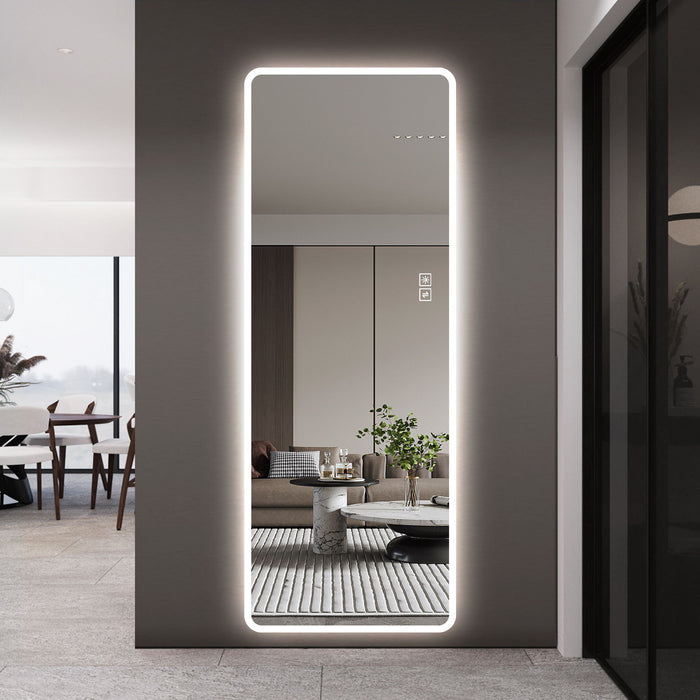 LED Full Length Mirror With Lights, Wall Mounted Full Body Mirror, Dimmable 3 Color Lighting, Anti Fog, Shatter Proof, Memory Function - Clear Daily Nest