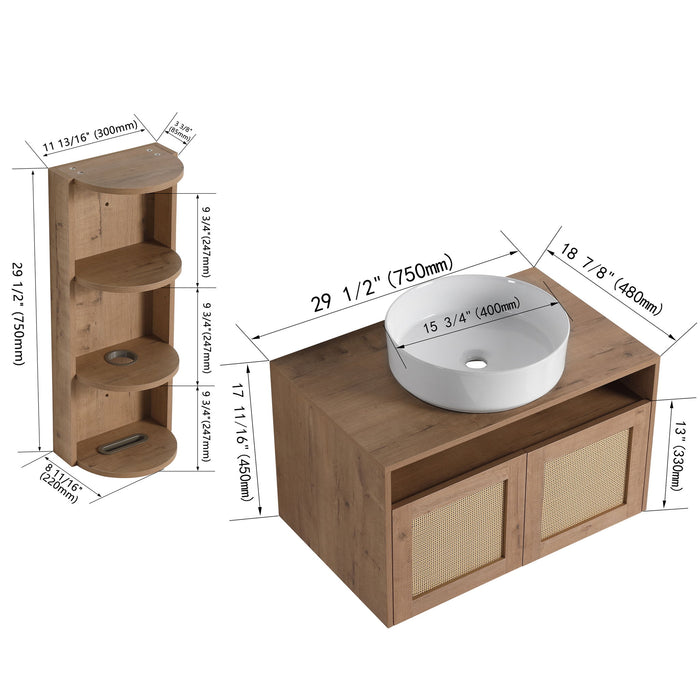 Bathroom Vanity With Art Sink And Storage Rack, Float Mounting Design Home Essentials