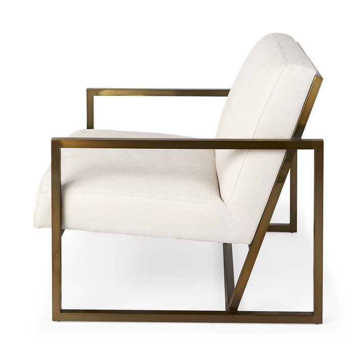 Geo Modern Accent Or Side Chair - Cream and Gold