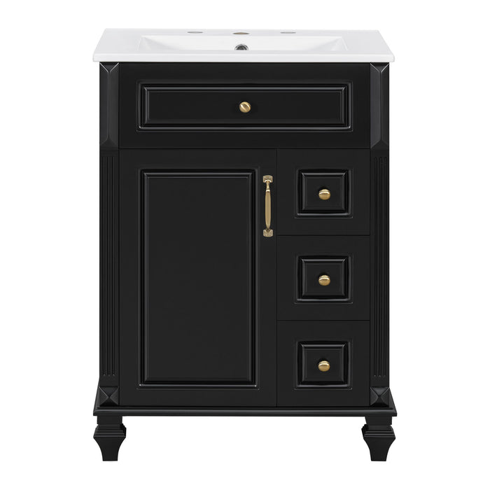Freestanding Bathroom Vanity With Sink, 3 Drawers & Flip-Out Drawer Hearth and Haven