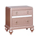 Nightstand With Mirror Accent Panels, 2 Drawer Design - Rose Gold Home Essentials