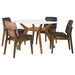 Flynn - 5 Piece Glass Top Dining Table Sets And Chairs - Brown Furniture Max