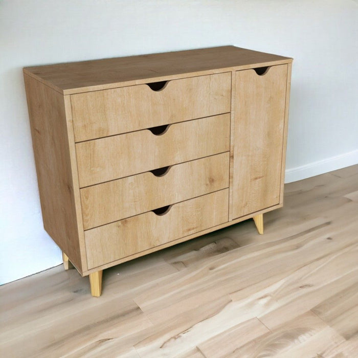 Solid Wood Four Drawer Combo Dresser - Natural