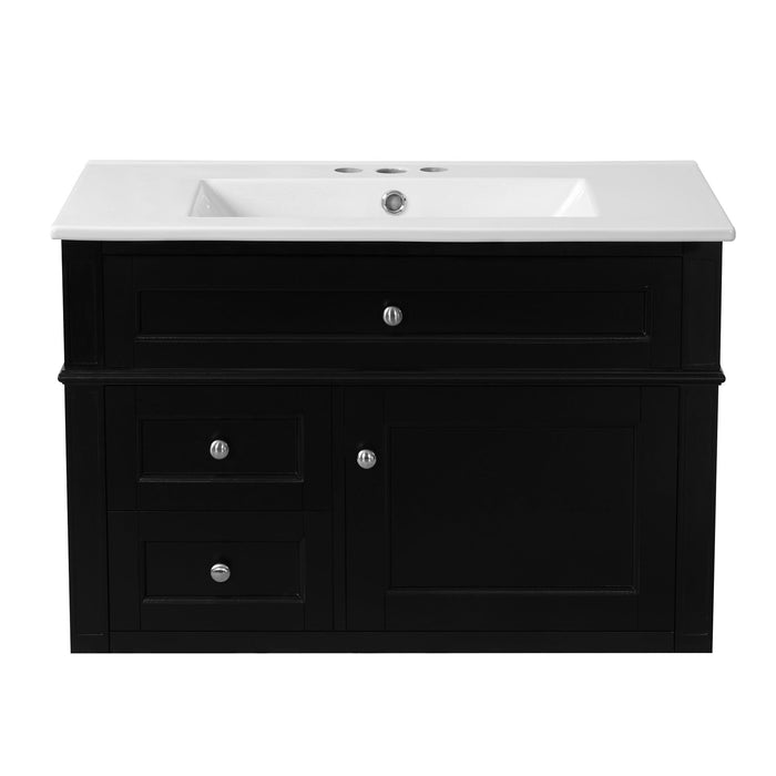 Wall Mounted Bathroom Vanity With 2 Drawers, 1 Tip Out Drawer, 3 Holes Sink Hearth and Haven