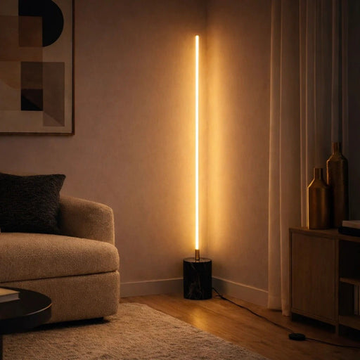 Prism - LED Floor Lamp With On / Off Switch Base - Gold / Marble Ashcroft Furniture