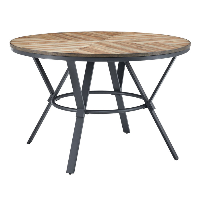Modern Style Indoor Dining Round Table With Metal Legs - Light Birch
