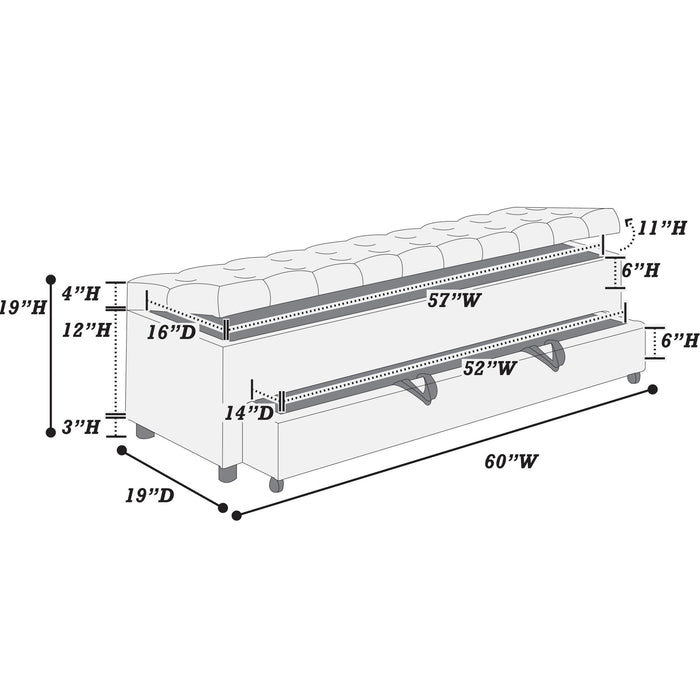 Storage Ottoman With Tufted Seat And Underseat Drawer Home Essentials