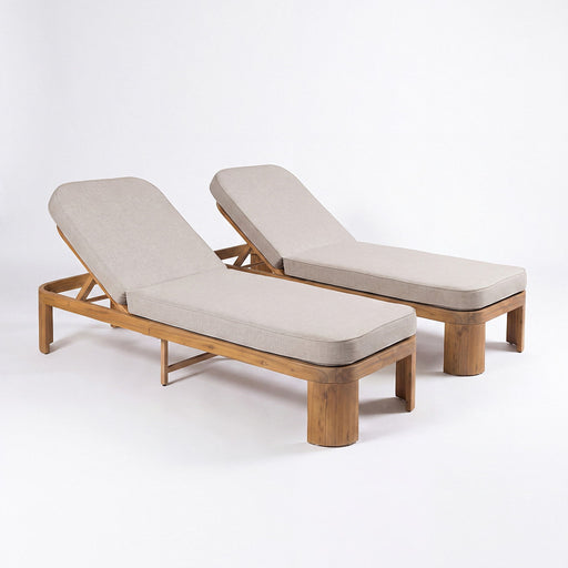 Outdoor Chaise Lounge With Cushion, 5 Position Adjustable Backrest Noble House