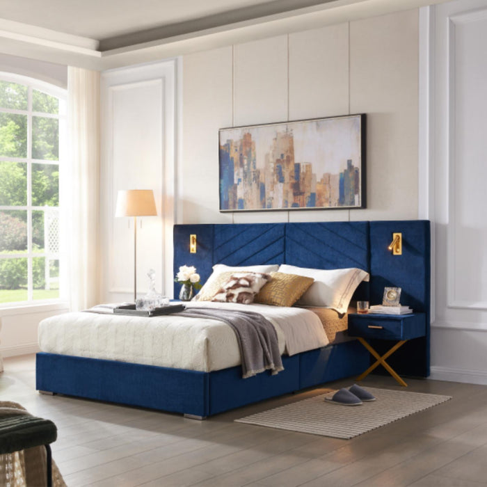 Comfortable Upholstered Bed With Vertical Channel Tufted Wingback Headboard Home Essentials