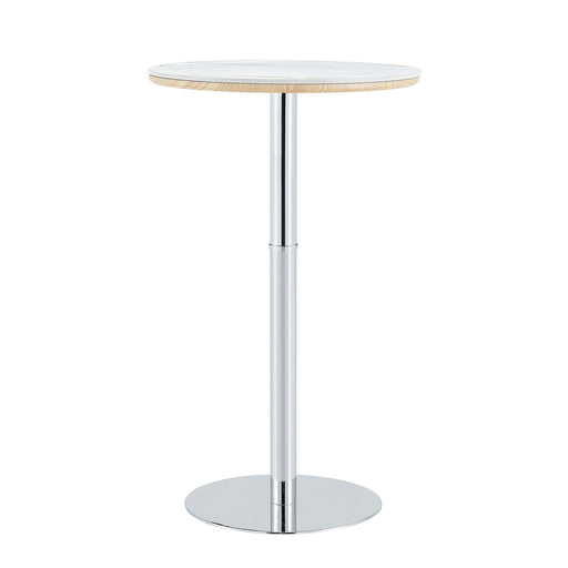 Circular Bar Table - White / Silver Home Essentials