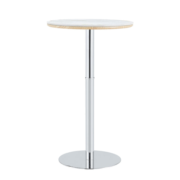 Circular Bar Table - White / Silver Home Essentials