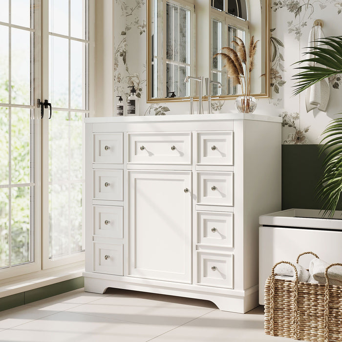 Modern Bathroom Vanity With Sink Combo, 6 Drawers And 1 Cabinet Hearth and Haven