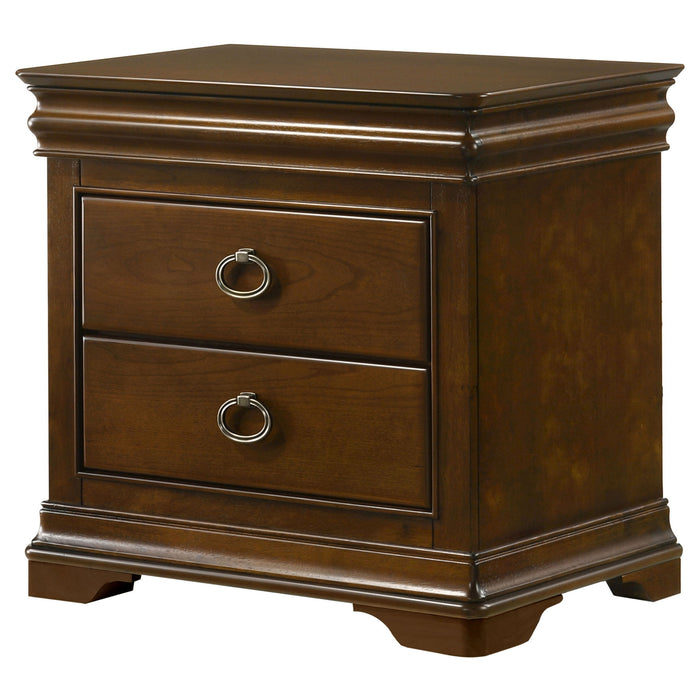 Leonide - 2 Drawer Nightstand With USB Charging And Hidden Storage - Cherry Furniture Max