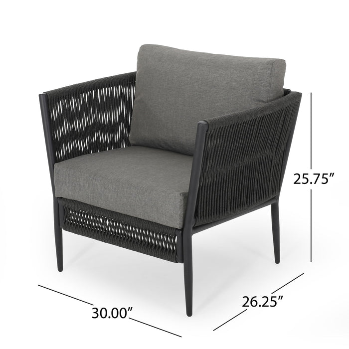 Hanford - Modern Club Chair With Woven Rope Design - Gray