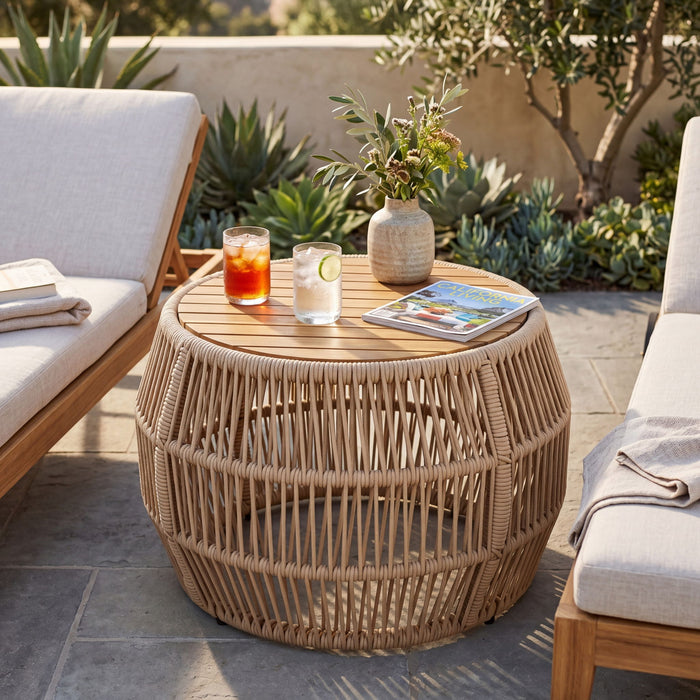 Round Side Table With Rope Frame Noble House