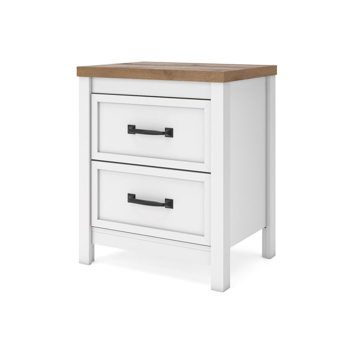 Kerisden - Two Drawer Night Stand - White / Brown Signature Design by Ashley®