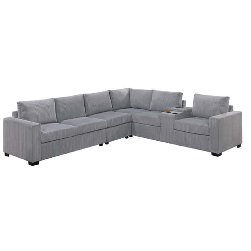 Modern Style L-Shape Sectional Set, USB Ports, Cup Holder Home Essentials