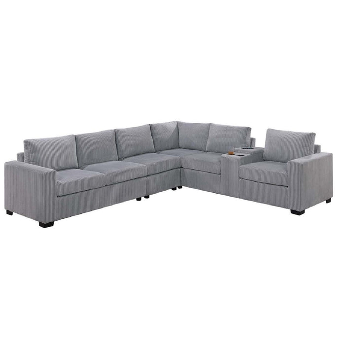 Modern Style L-Shape Sectional Set, USB Ports, Cup Holder Home Essentials