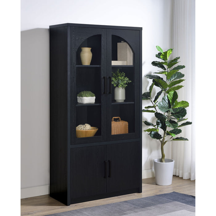 Shayne - 4 Door Display Cabinet With LED Lighting - Black Furniture Max