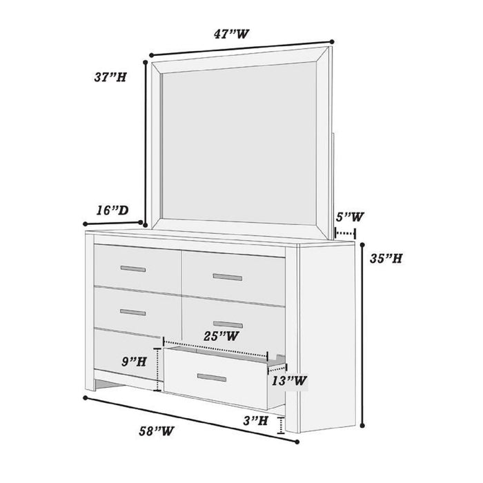 1 Piece Dresser 2 Tone Sleek 6 Drawers Bedroom Furniture - White Home Essentials