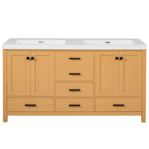 Bathroom Vanity With Double Sink, Soft Close Doors & Drawers Handles - Wood Hearth and Haven