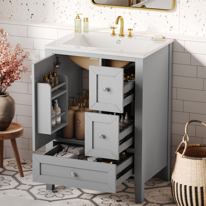 Modern Bathroom Vanity With Sink, Freestanding Cabinet With Drawers And Shelves Hearth and Haven