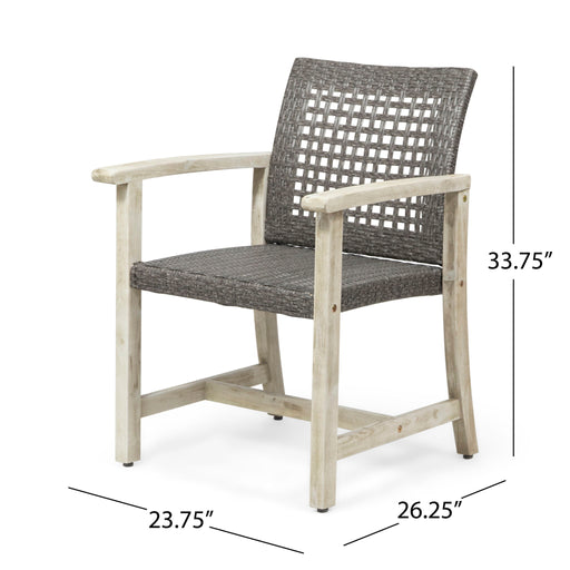Outdoor Dining Chair Acacia Wood Frame (Set of 2) Noble House