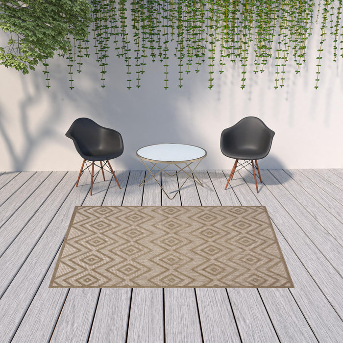 6' X 9' Argyle Indoor / Outdoor Area Rug - Natural Beige