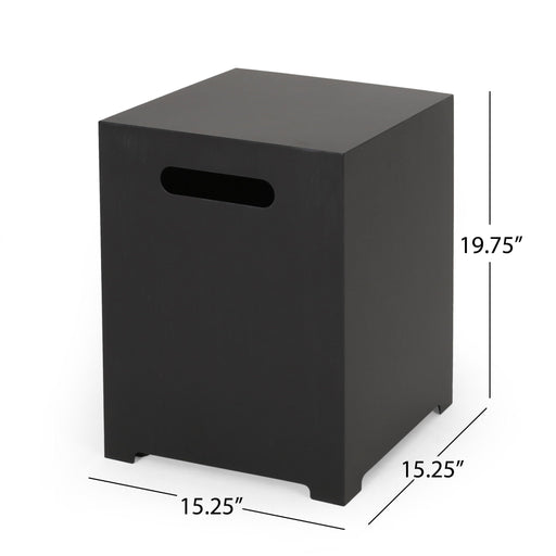 Outdoor Iron Propane Tank Cover Table For Fire Pit, Multi Functional Gas Tank Storage - Dark Gray Noble House