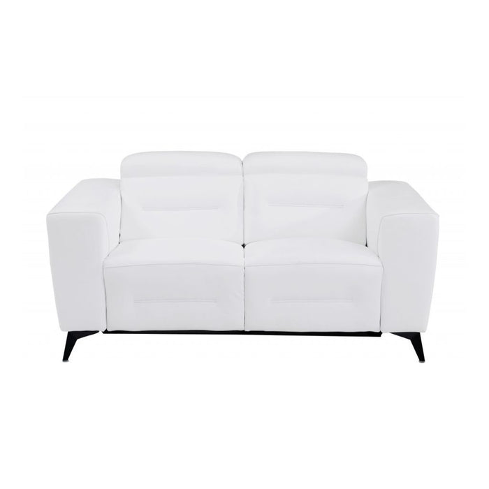 Three Piece Six Person Italian Leather Indoor Seating Set - White