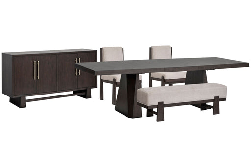 Tauren - 5 Piece Extendable Double Pedestal Dining Table Set Magnussen Furniture