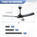52" Ceiling Fan With 18W LED Light And Remote Control Daily Nest