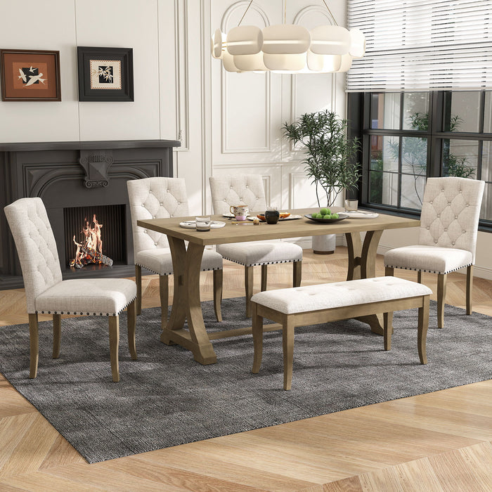 Dining Table Set With 4 Upholstered Chairs And Bench Hearth and Haven