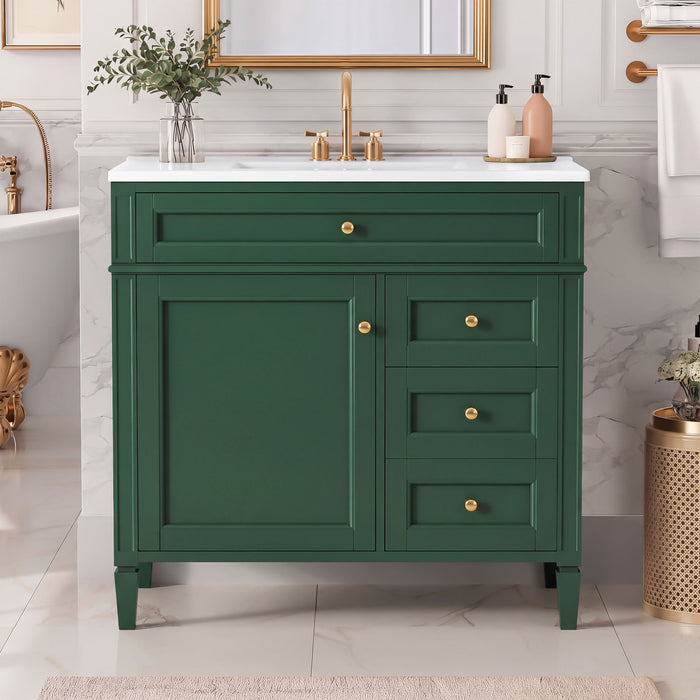 Bathroom Vanity With Sink, Rectangular Storage Cabinet & 2 Drawers And Tip Out Drawer Hearth and Haven