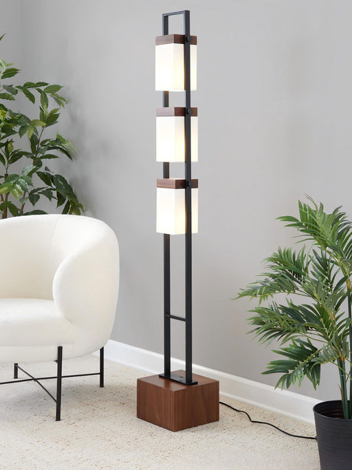 Bento - Contemporary Floor Lamp - Black / Walnut / White Lumi Source